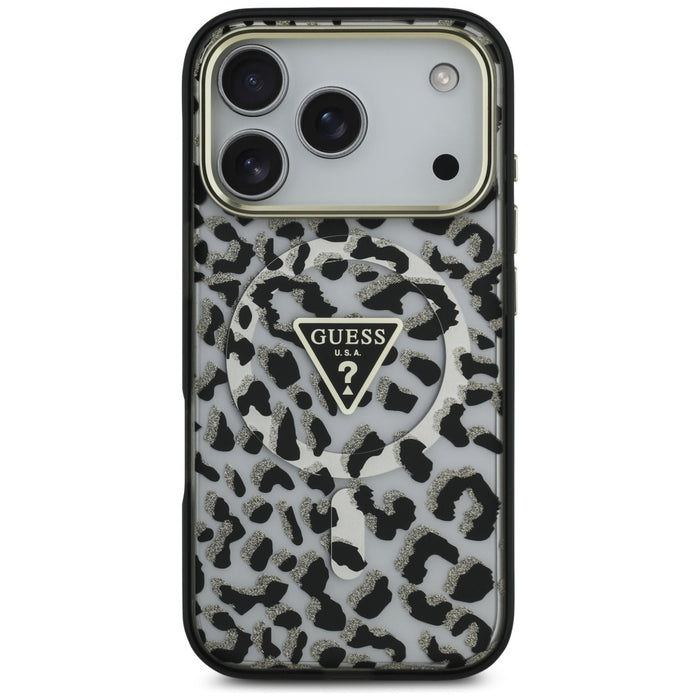 Guess Leopard Glitter MagSafe Case for iPhone 17 Pro - Black