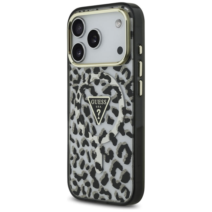 Guess Leopard Glitter MagSafe Case for iPhone 17 Pro Max - Black