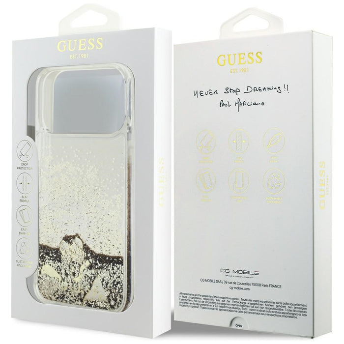 Guess Liq. Glitter 4 Charms Case for iPhone 17 Pro - Gold