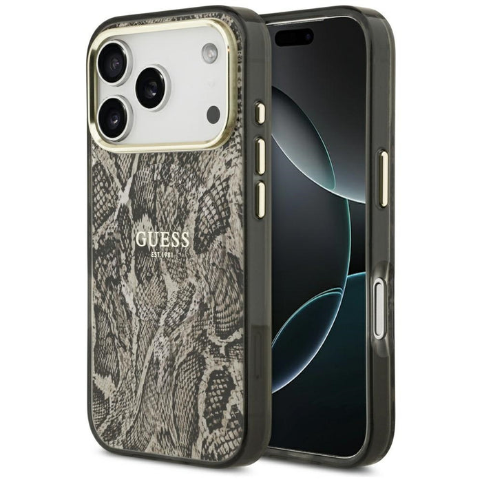 Guess Python Pattern MagSafe Case for iPhone 17 Pro Max - Brown
