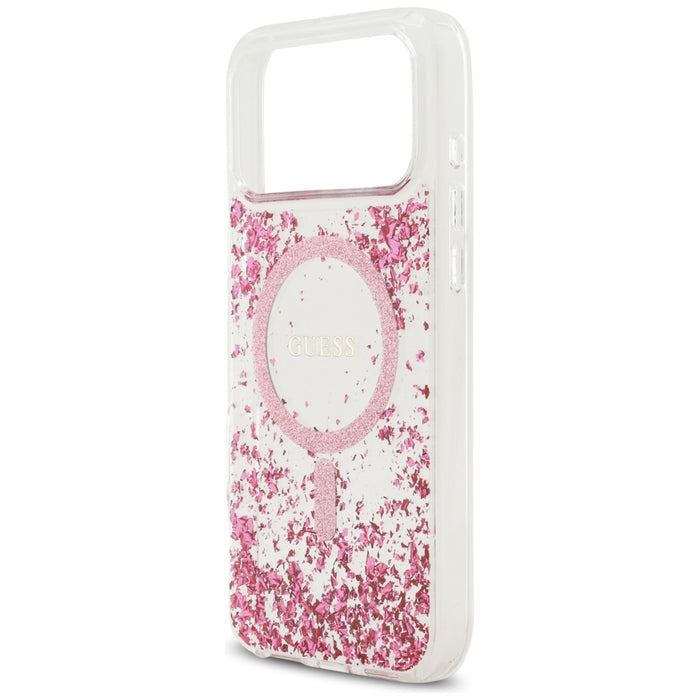 Guess Resin Bottom Glitter MagSafe Case for iPhone 17 Pro Max - Pink