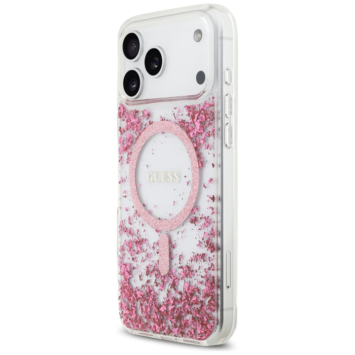 Guess Resin Bottom Glitter MagSafe Case for iPhone 17 Pro Max - Pink
