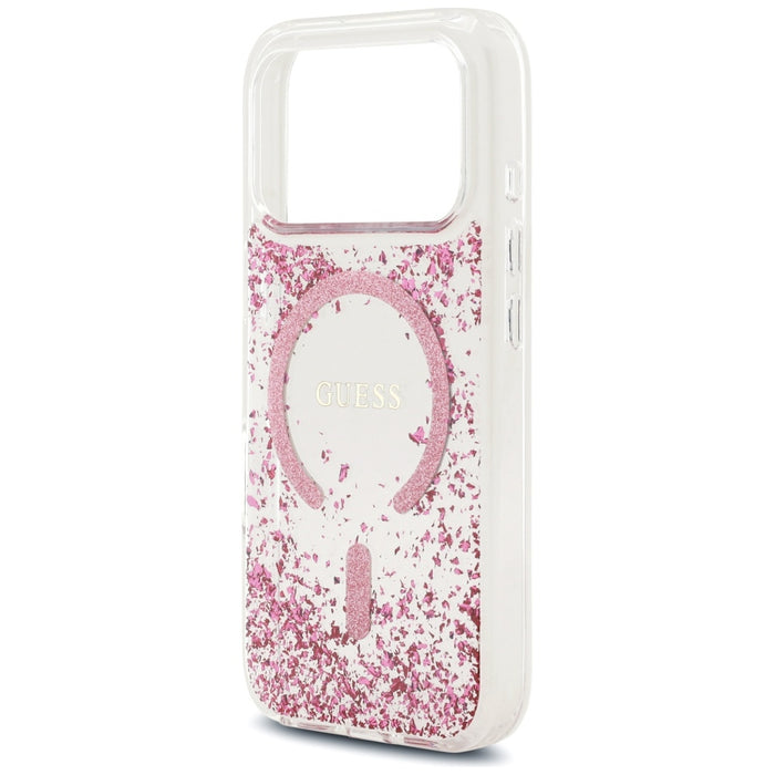 Guess Resin Bottom Glitter MagSafe Case for iPhone 17 Pro - Pink