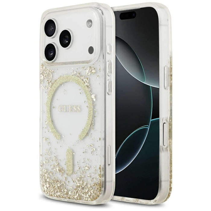 Guess Resin Bottom Glitter MagSafe Case for iPhone 17 Pro - Gold