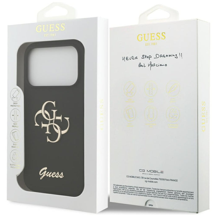 Guess Silicone Big 4G Script Case for iPhone 17 Pro - Black