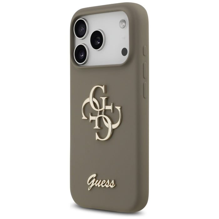 Guess Silicone Big 4G Script Case for iPhone 17 Pro Max - Brown