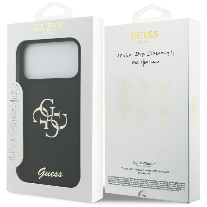 Guess Silicone Big 4G Script Case for iPhone 17 Pro Max - Black