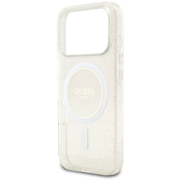 Guess IML Glitter Pearl Strap MagSafe Case for iPhone 17 Pro - Transparent