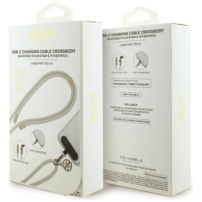 Guess CBDY 4G Charm USB-C / USB-C Cable 150cm - Beige