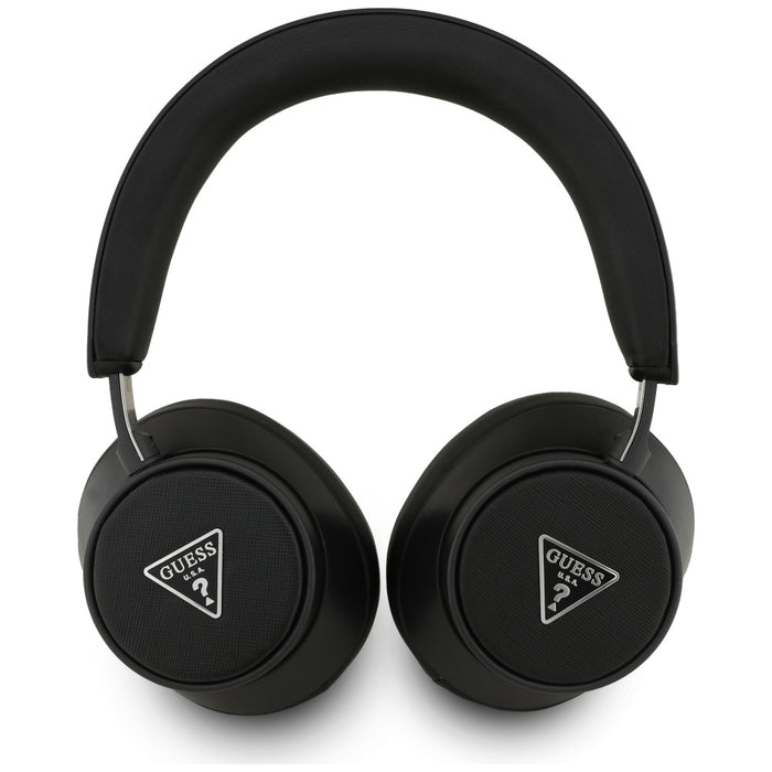 Guess Bluetooth ENC Saffiano Triangle Logo On-Ear Headphones - Black