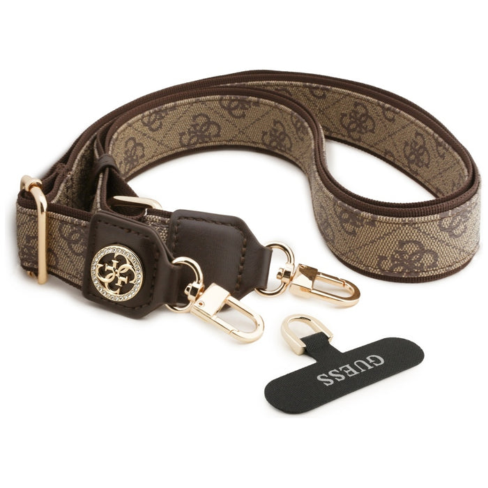 Guess Universal CBDY 4G Tether Patch Strass Metal Logo Phone Lanyard - Brown