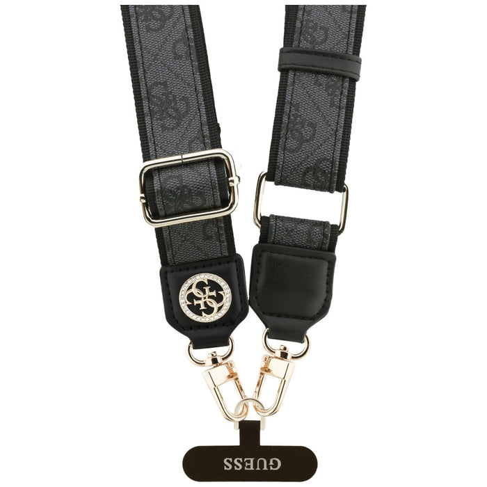 Guess Universal CBDY 4G Tether Patch Strass Metal Logo Phone Lanyard - Black