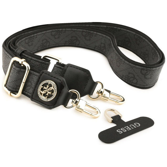 Guess Universal CBDY 4G Tether Patch Strass Metal Logo Phone Lanyard - Black