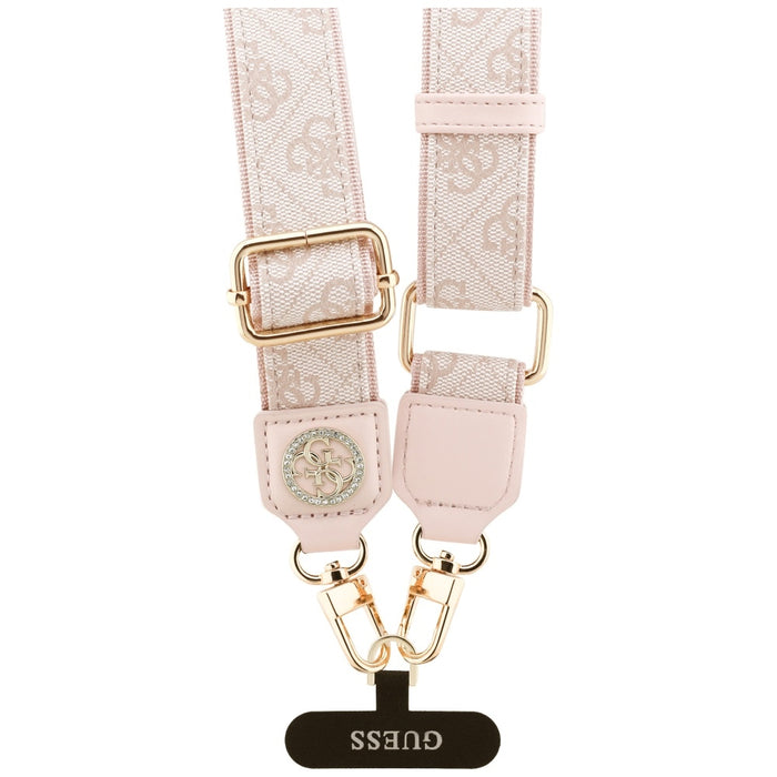 Guess Universal CBDY 4G Tether Patch Strass Metal Logo Phone Lanyard - Pink