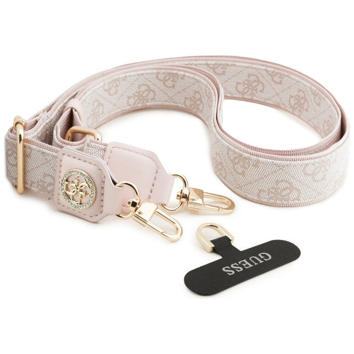 Guess Universal CBDY 4G Tether Patch Strass Metal Logo Phone Lanyard - Pink