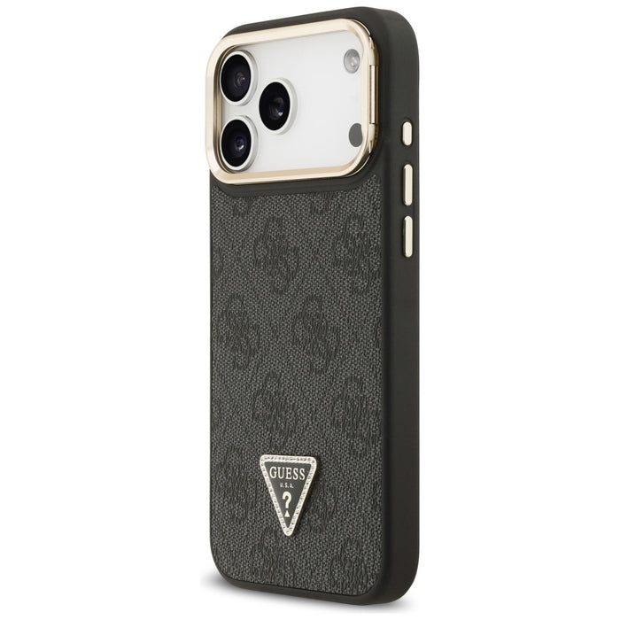 Guess 4G PU Triangle Logo &amp; Stand Camera Magsafe Case for iPhone 17 Pro Max - Black