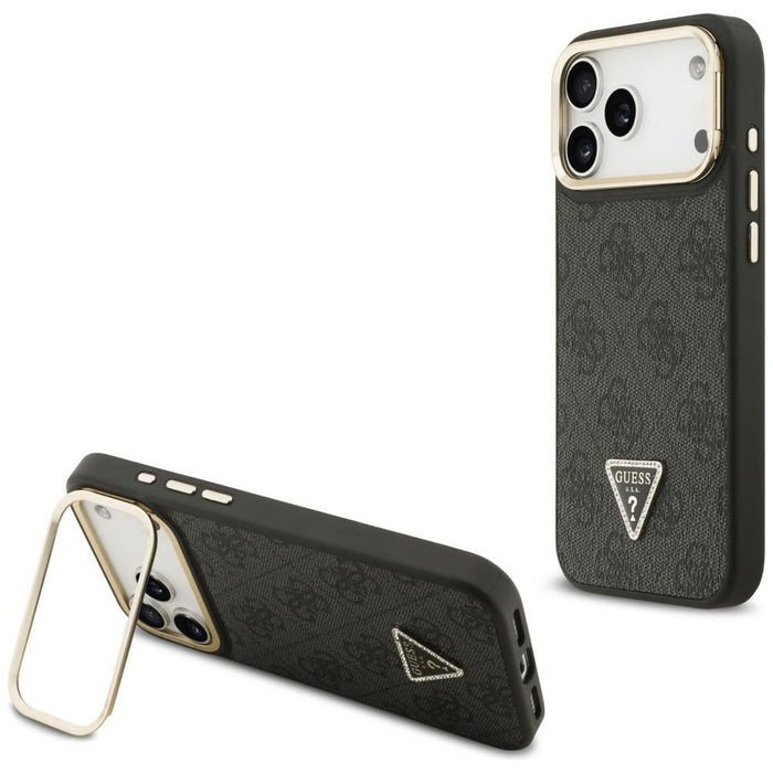 Guess 4G PU Triangle Logo &amp; Stand Camera Magsafe Case for iPhone 17 Pro Max - Black