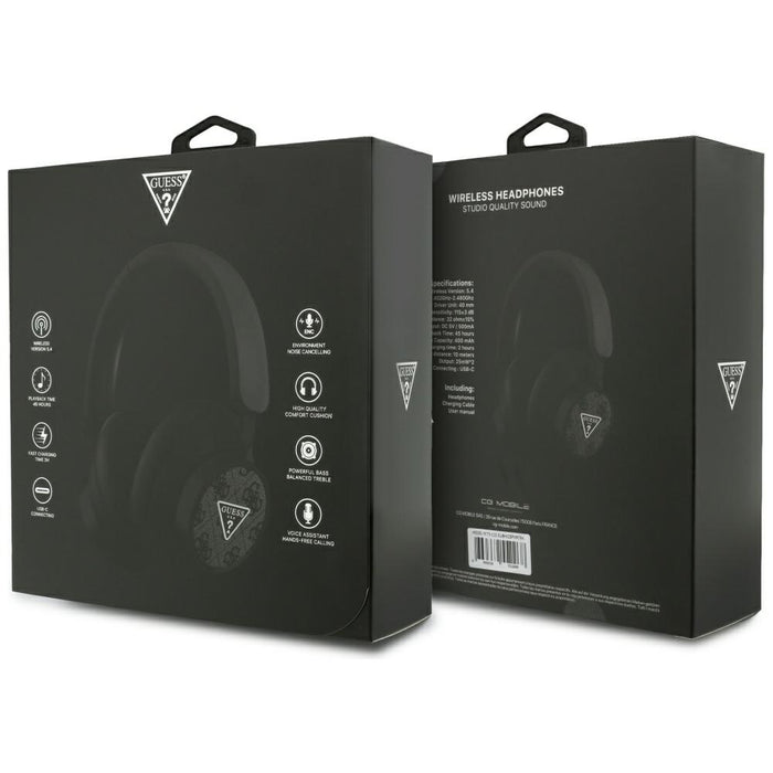 Guess 4G Triangle Logo Bluetooth Over-Ear Headphones - Black