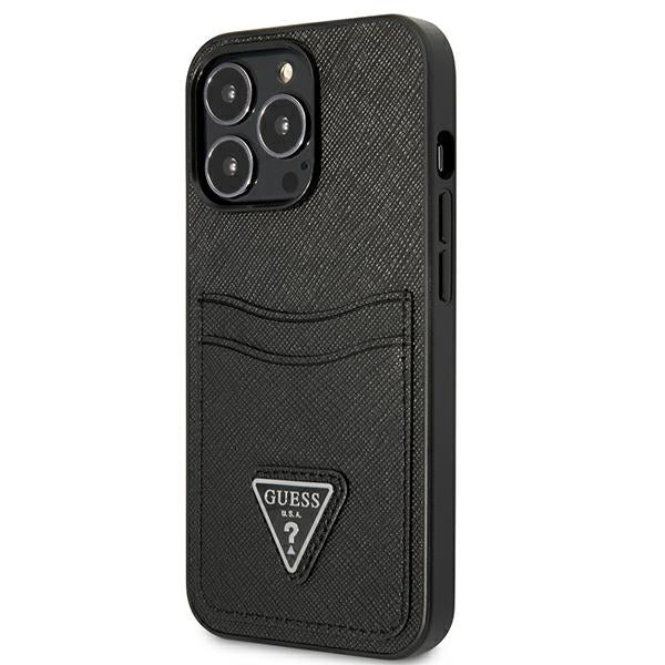Guess Saffiano Triangle Logo Cardslot Case for iPhone 13 / 13 Pro - Black