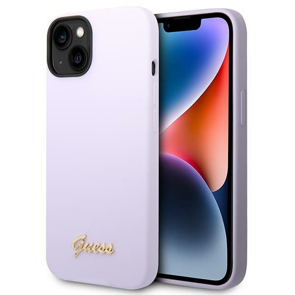 Guess Silicone Vintage Gold Logo Case for iPhone 14 / 15 Plus - Purple