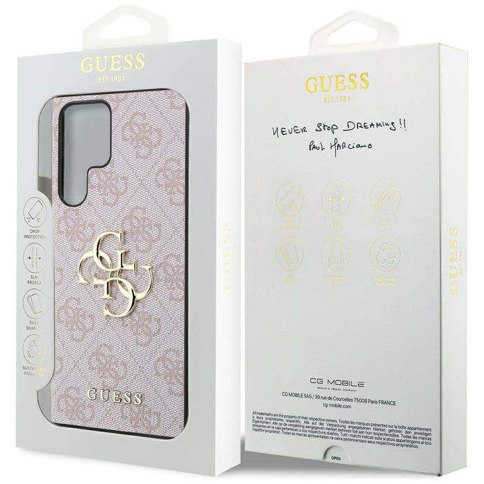Guess 4G Big Metal Logo Case for Samsung Galaxy S24 Ultra - Pink