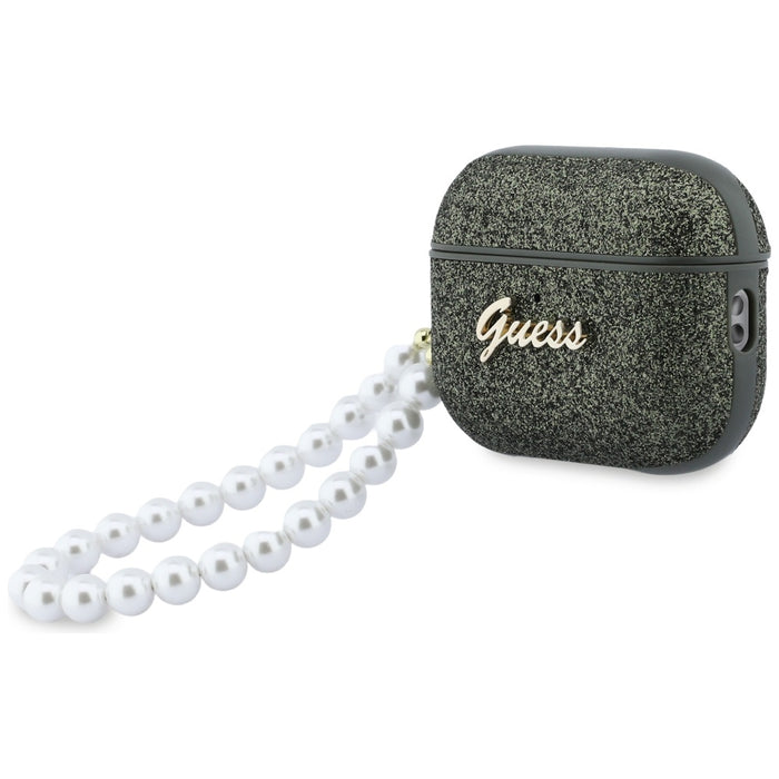 Guess Glitter Pearl Strap Case for AirPods Pro 3 - Black and Glitter
