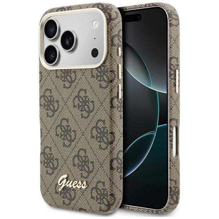 Guess 4G Script MagSafe Case for iPhone 17 Pro - Brown