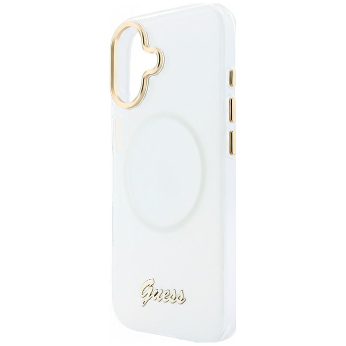 Guess IML Gradient Script Metal MagSafe Case for iPhone 17 - White