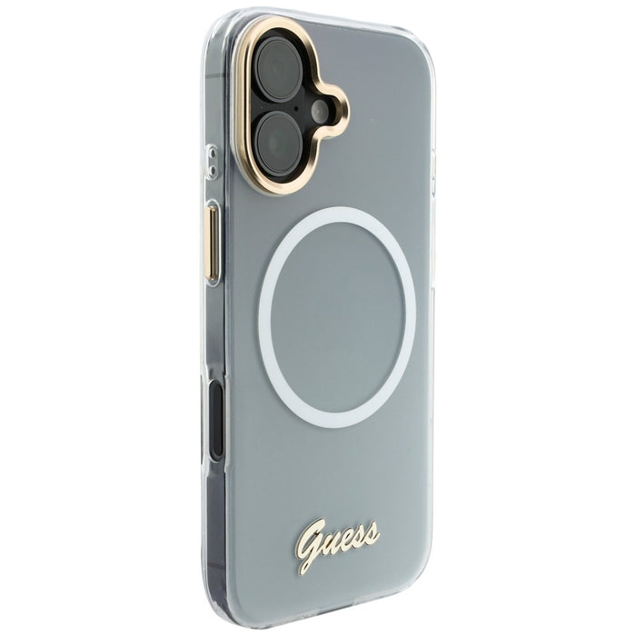 Guess IML Gradient Script Metal MagSafe Case for iPhone 17 - White