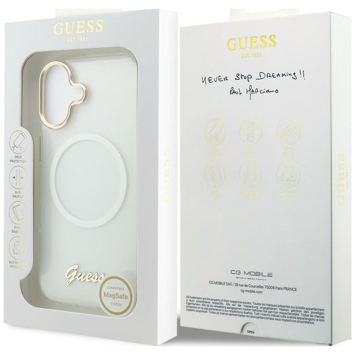 Guess IML Gradient Script Metal MagSafe Case for iPhone 17 - White