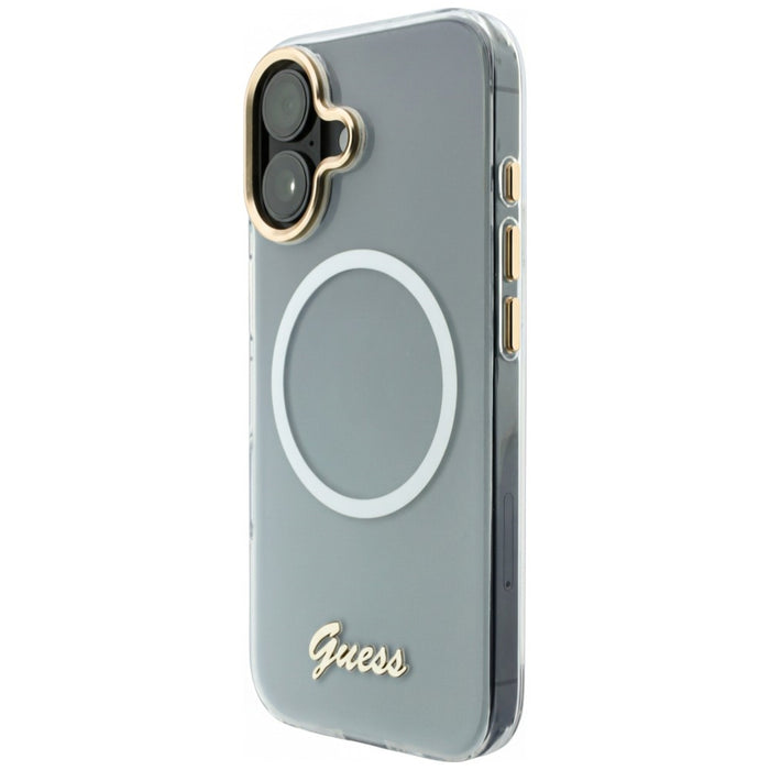 Guess IML Gradient Script Metal MagSafe Case for iPhone 17 - White