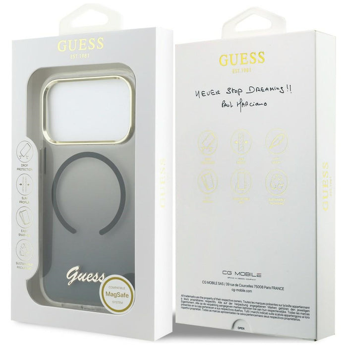 Guess IML Gradient Script Metal MagSafe Case for iPhone 17 Pro Max - Black