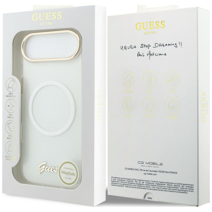 Guess IML Gradient Script Metal MagSafe Case for iPhone Air - White