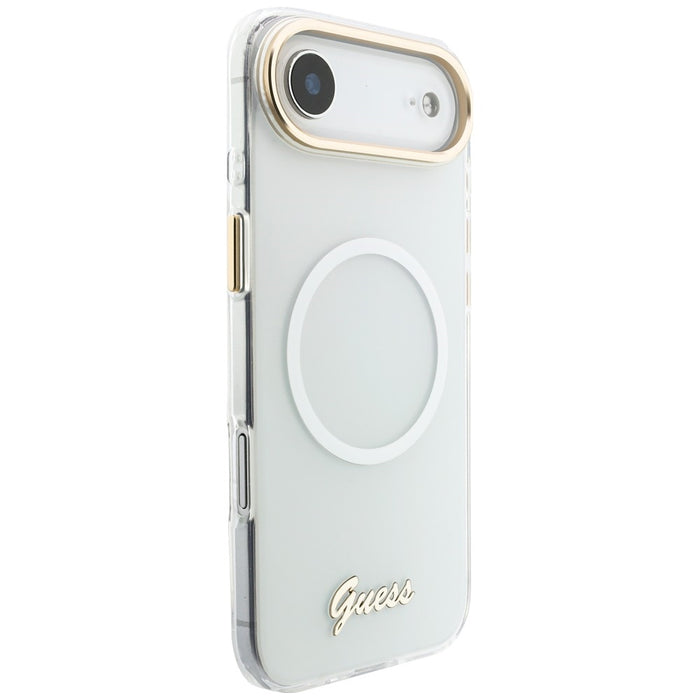 Guess IML Gradient Script Metal MagSafe Case for iPhone Air - White