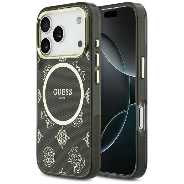 Guess IML Peony Dot MagSafe Case for iPhone 17 Pro - Black