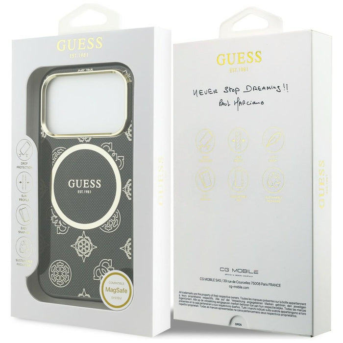 Guess IML Peony Dot MagSafe Case for iPhone 17 Pro - Black