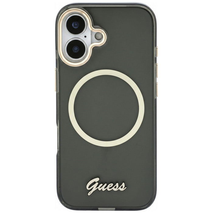Guess IML Script Metal MagSafe Case for iPhone 17 - Black