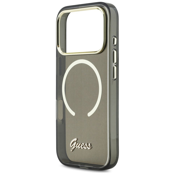 Guess IML Script Metal MagSafe Case for iPhone 17 Pro - Black