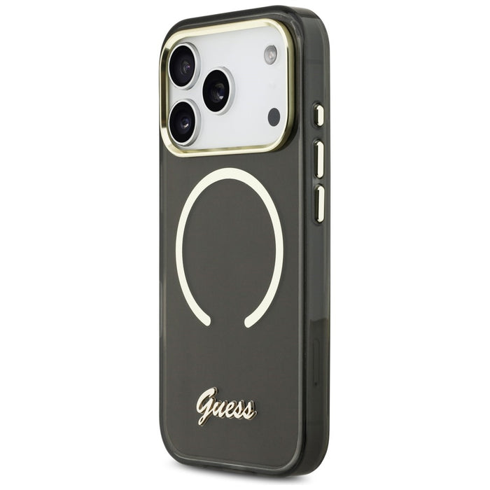 Guess IML Script Metal MagSafe Case for iPhone 17 Pro - Black