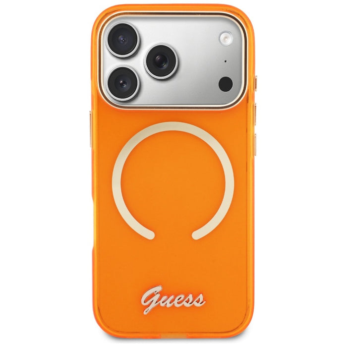 Guess IML Script Metal MagSafe Case for iPhone 17 Pro Max - Orange