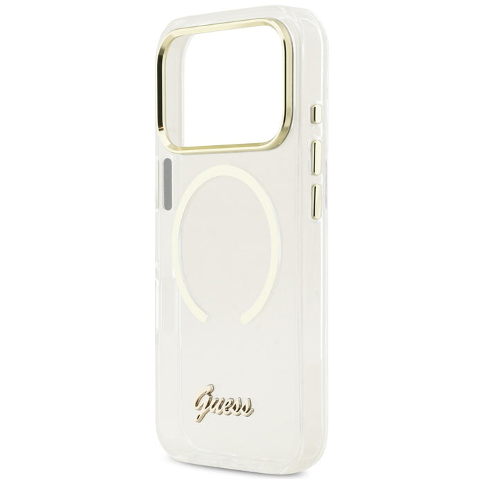 Guess IML Script Metal MagSafe Case for iPhone 17 Pro Max - Clear