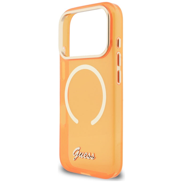 Guess IML Script Metal MagSafe Case for iPhone 17 Pro - Orange