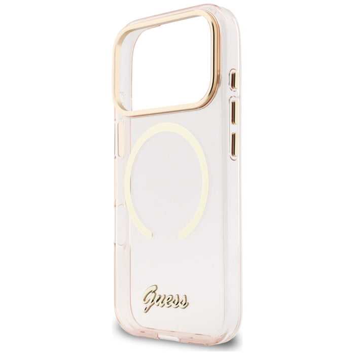 Guess IML Script Metal MagSafe Case for iPhone 17 Pro - Pink