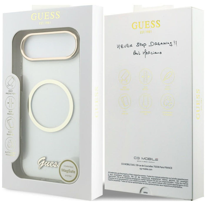 Guess IML Script Metal MagSafe Case for iPhone Air - Clear