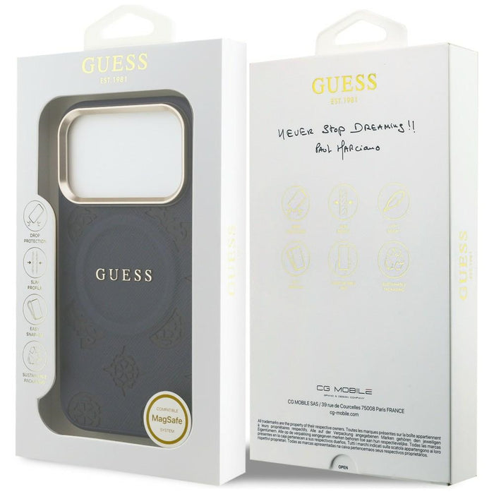 Guess Peony Hot Stamp MagSafe Case for iPhone 17 Pro Max - Blue