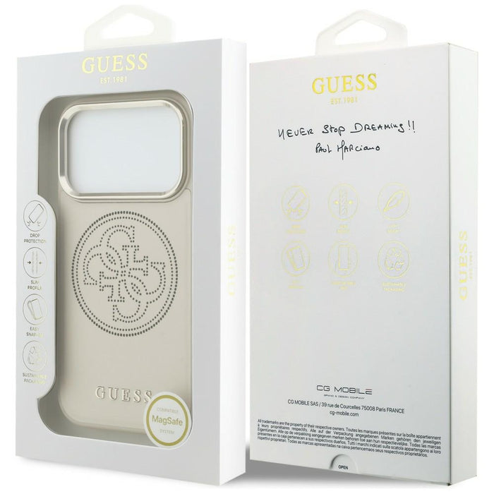 Guess Perforated 4G MagSafe Case for iPhone 17 Pro - Beige
