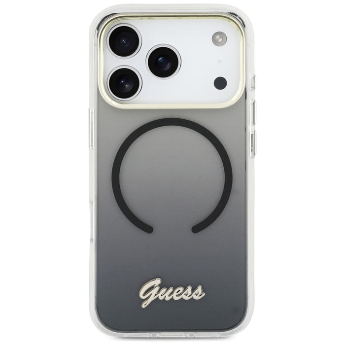 Guess IML Gradient Script Metal MagSafe Case for iPhone 17 Pro - Black