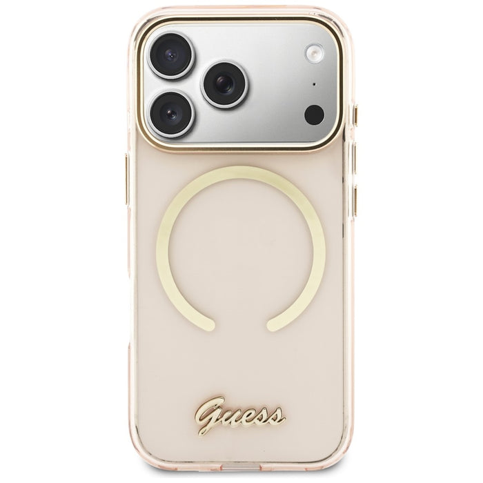 Guess IML Script Metal MagSafe Case for iPhone 17 Pro Max - Pink