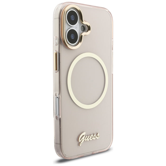 Guess IML Script Metal MagSafe Case for iPhone 17 - Pink