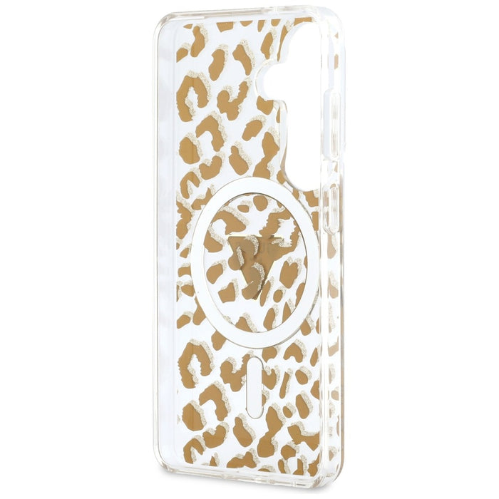Guess IML Leopard Print Triangle MagSafe Case for Samsung Galaxy S26 - Brown